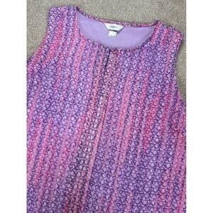CJ Banks Sleeveless Top Button Front Sheer Pink Purple Blouse 1X Summer‎ Beach